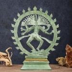 Vintage Brass Nataraja | 20" x 17" x 6" | 12 kg | Green Patina | Dancing Shiva Cosmic Dance | Sacred Hindu Art | Jaipurio